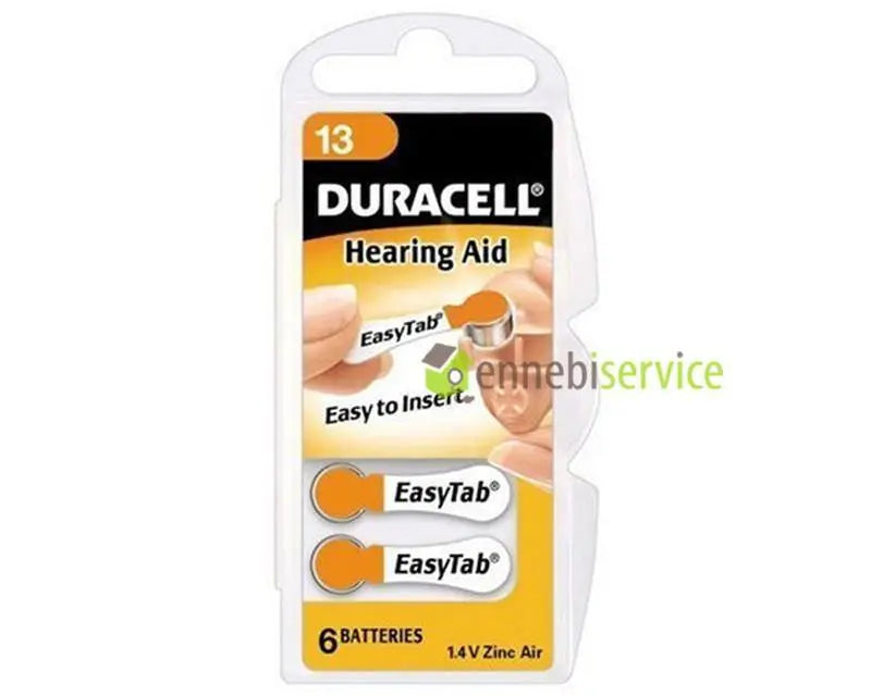 Blister 6 batterie acustiche da13 arancione 1.4 z-n aria DURACELL