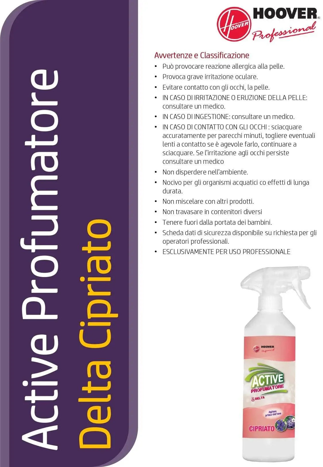 Profumatore spray active delta cipriato  600ml HOOVER