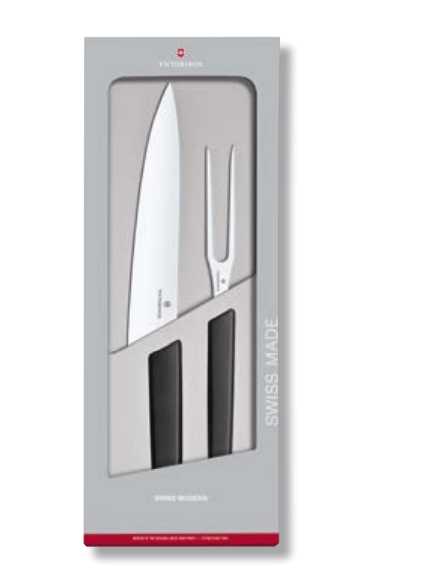 Swiss Modern Cotello Cucina e Forchettone in Set 2pz nero VICTORINOX VICTORINOX