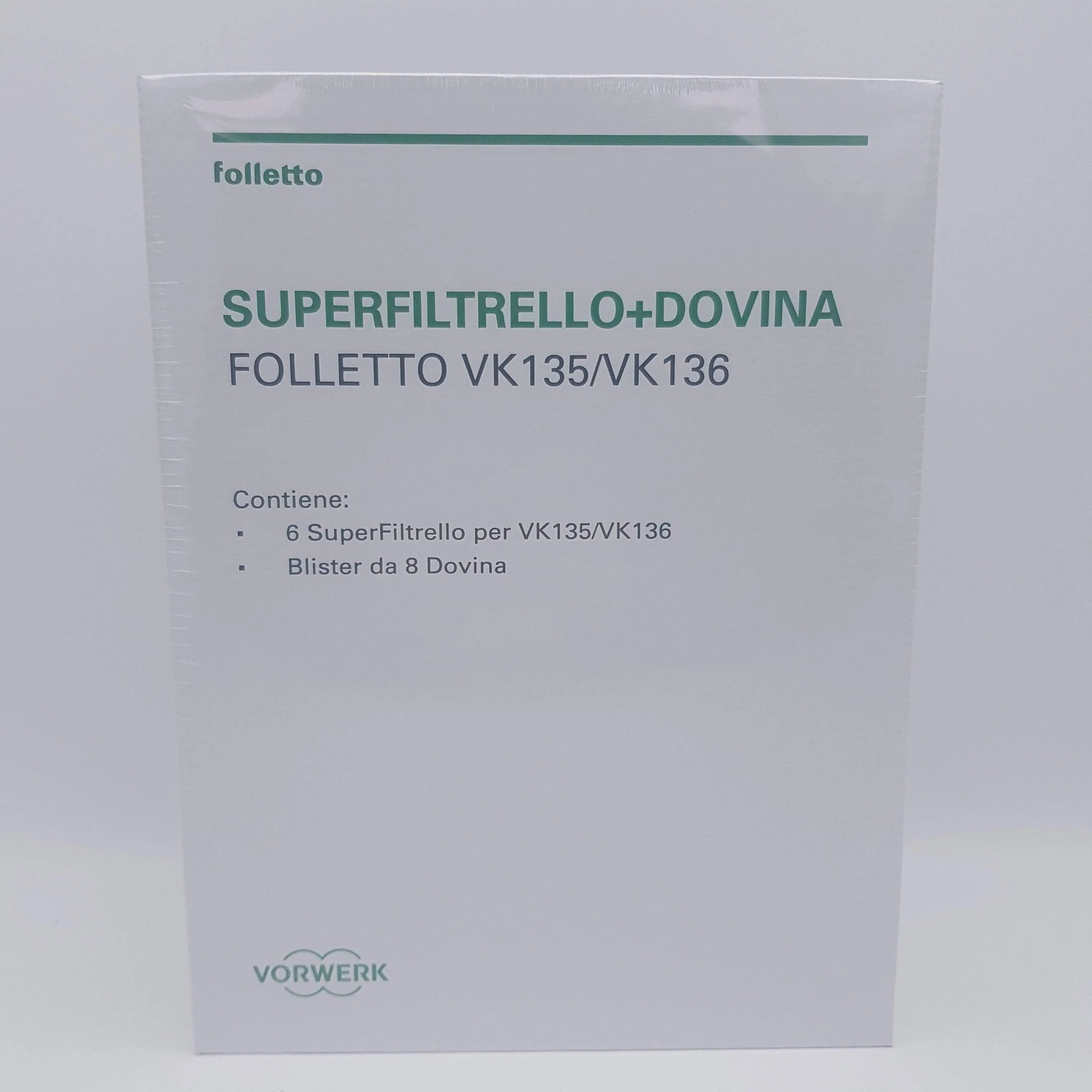 Confezione 6 sacchetti superfiltrello VK135/136+6 dovina Vorwerk Folletto VORWERK FOLLETTO