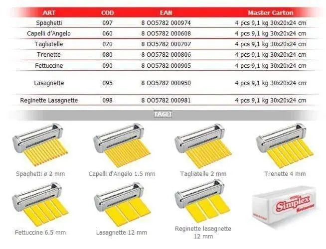 Simplex restaurant accessorio pro taglio 2 tagliatelle 2mm Imperia Nuovo attacco IMPERIA